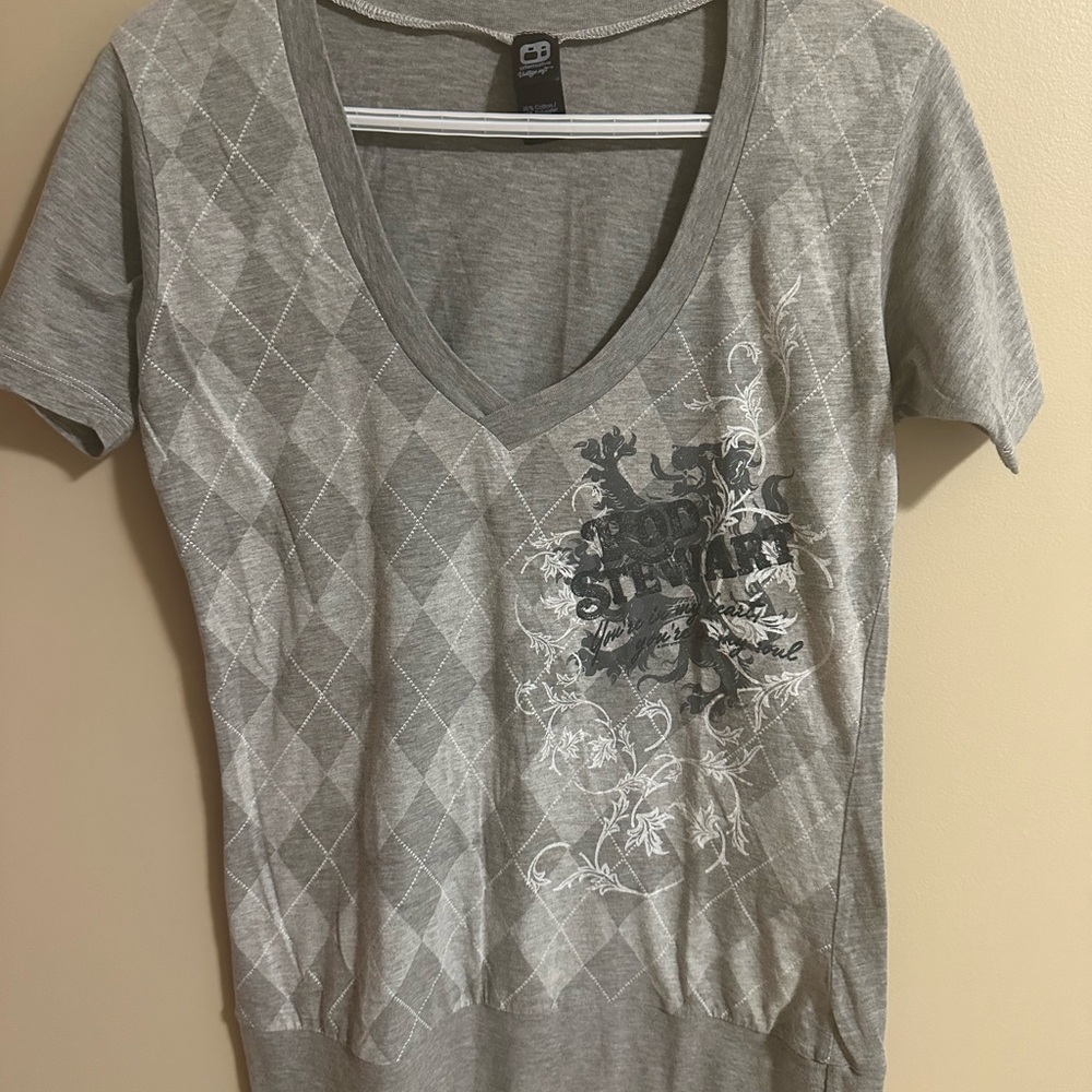 Alternative Gray Argyle V-Neck Tee